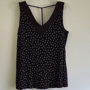 NWT Maurices black with small red & white flower printsleeveless tank top Sz L
